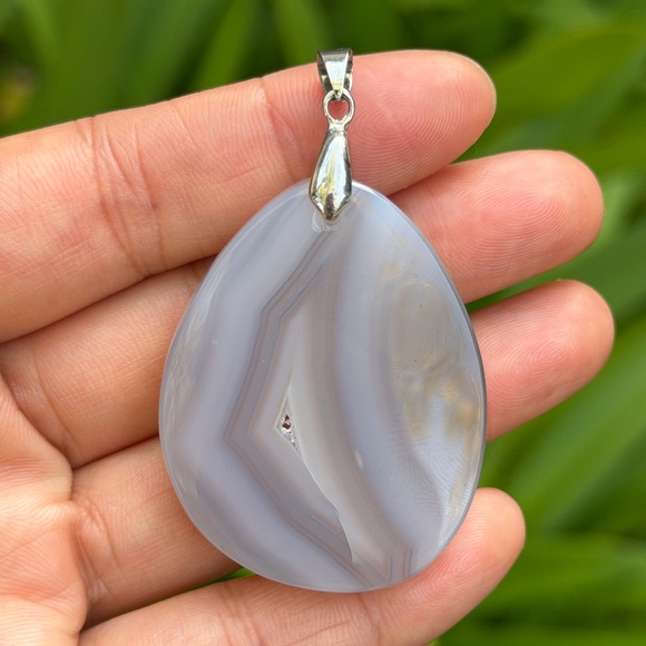 Sterling silver faceted druzy agate pendant 0735 - Picture 2 of 7